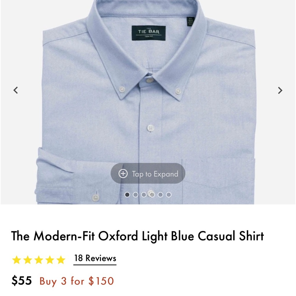 The Tie Bar Trim Fit Modern Oxford Button Down 15 32/33